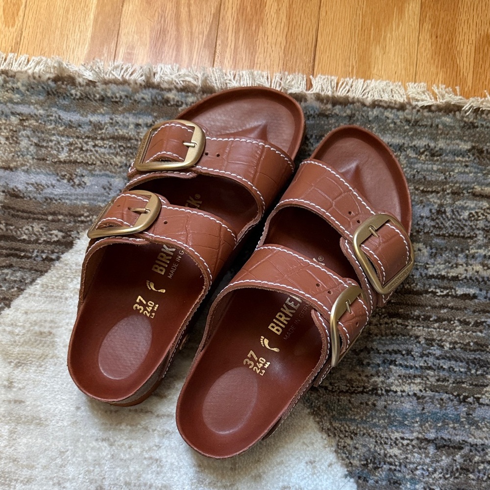 Birkenstock x Staud Sandals with Gold Buckles